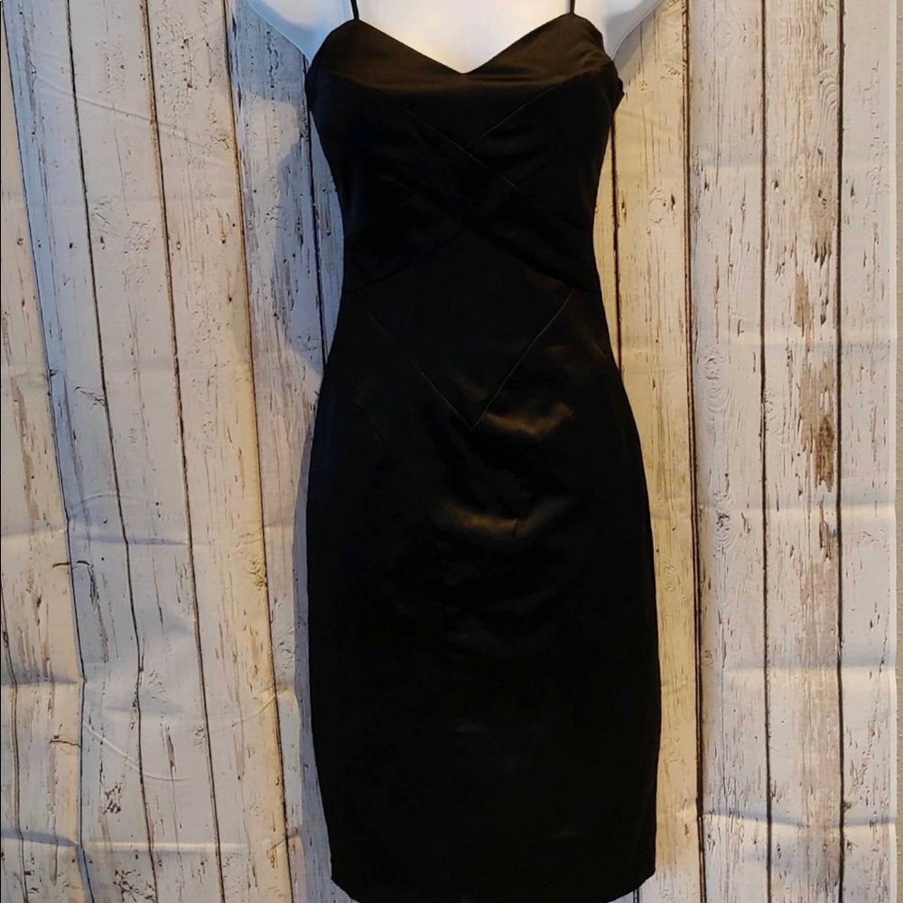 XOXO Black Midi WOMENS SPAGHETTI STRAP DRESS SZ 0